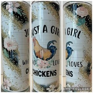 Just A Girl Who Loves Chickens 20oz Hot Cold Stainless Steel‎ Tumbler